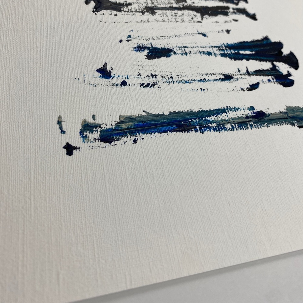 Abstract Acrylic Original Painting On Canvas Paper 9X12 Wall Art Blue Black - Picture 7 of 7